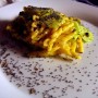 Trofie alla carbonara di cetriolo, cumino e semi di papavero