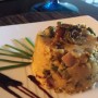 Tortino di cous cous di mais con asparagi e funghi