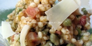 Sorgo bianco con favette, pecorino e pancetta